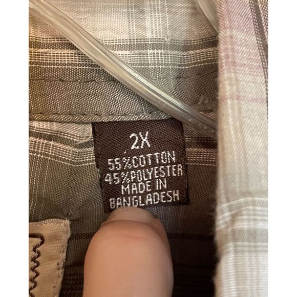 Bit Bridle Mens 2XL Pearl Snap Green Plaid Western Short Sleeve Shirt Casual - Picture 6 of 8